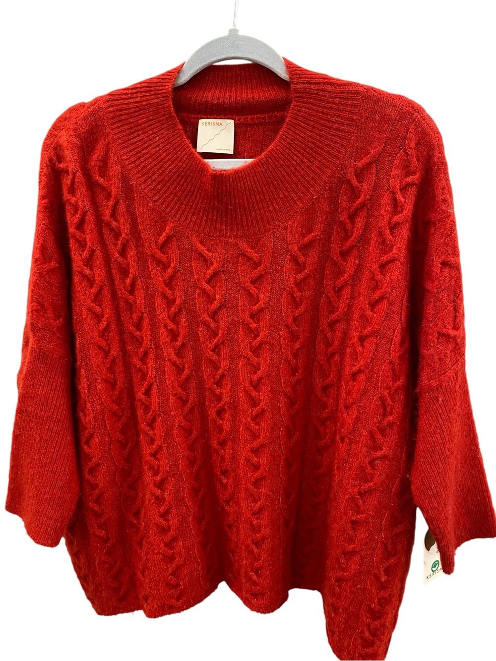 Kerisma Bright Red Cable Knit Crew Sweater